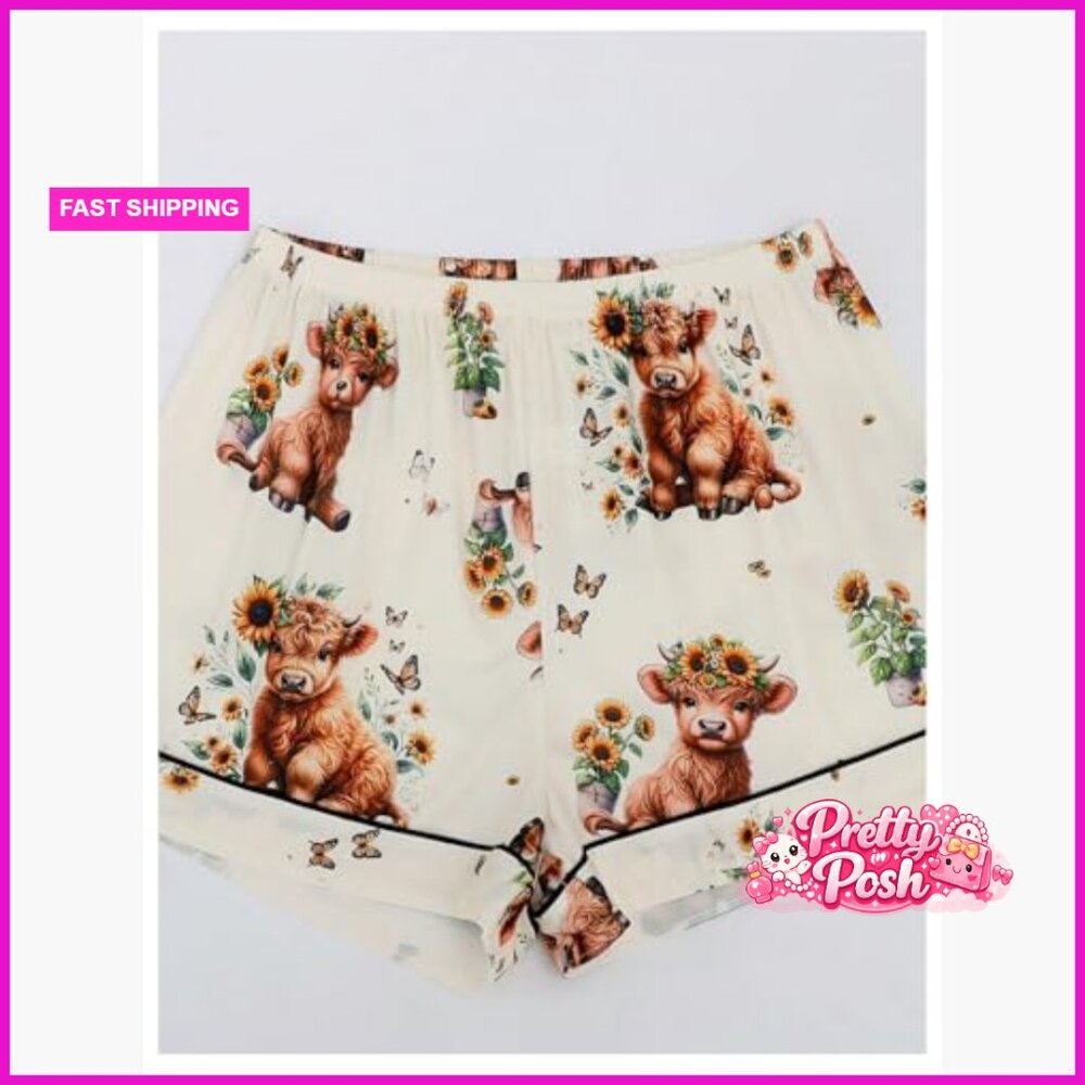 Polyester Pajama Set With Bear Print Button Down … - image 4